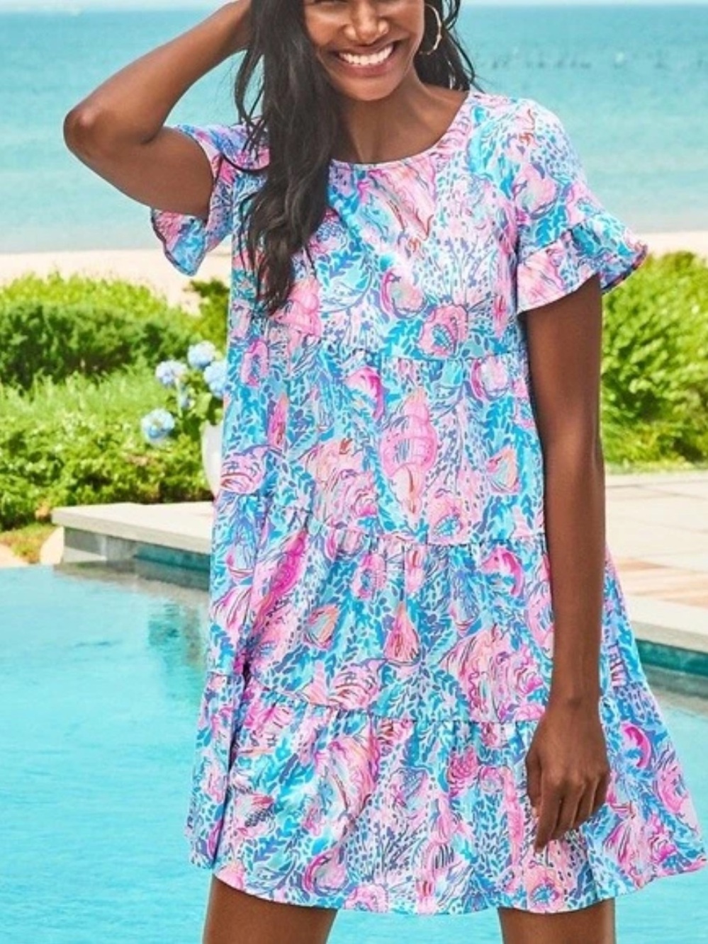 Lilly Pulitzer Jodee Ruffle Swing Dress in Treasure Trove L - Picture 2 of 9
